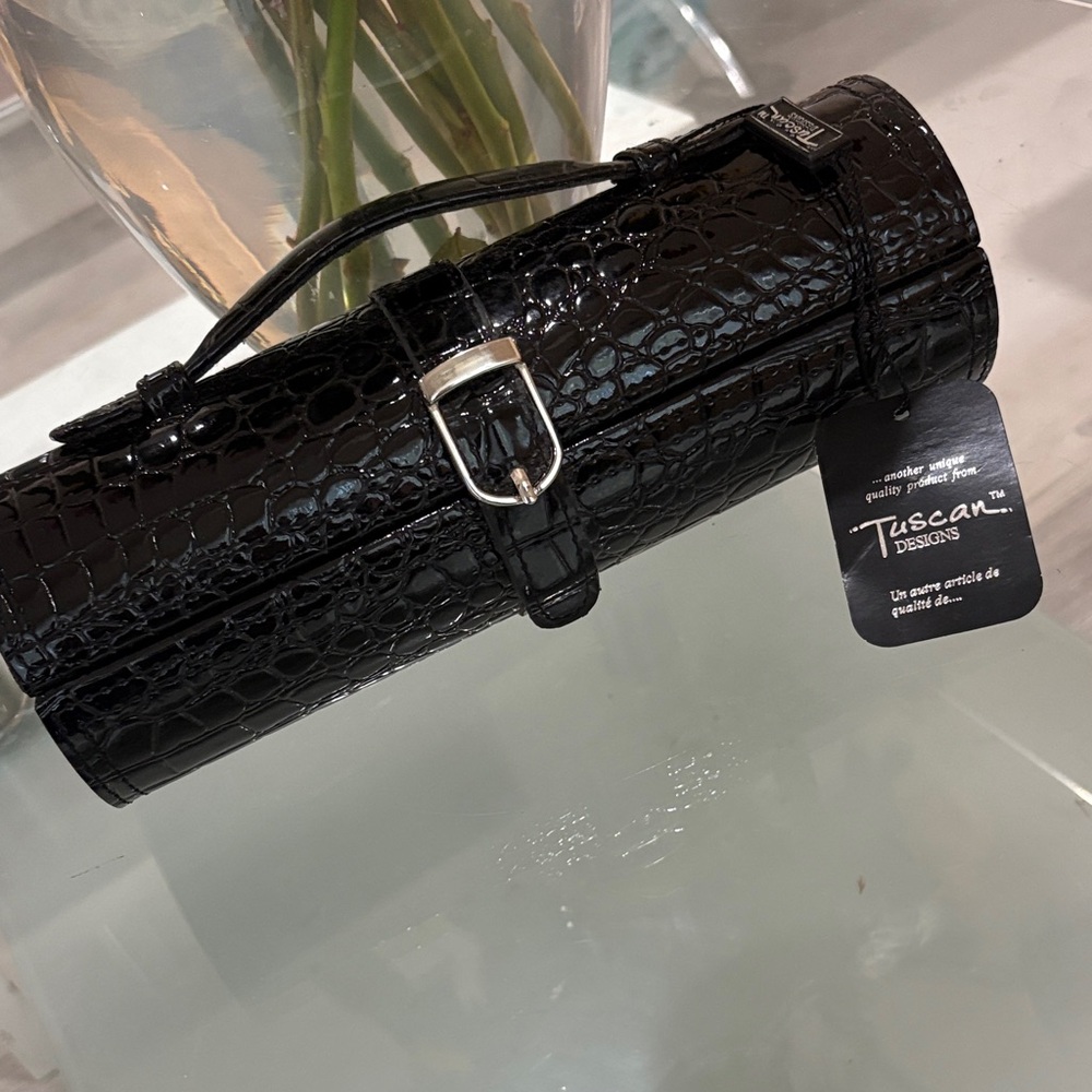 Ladies Black Faux Leather Jewelry Case